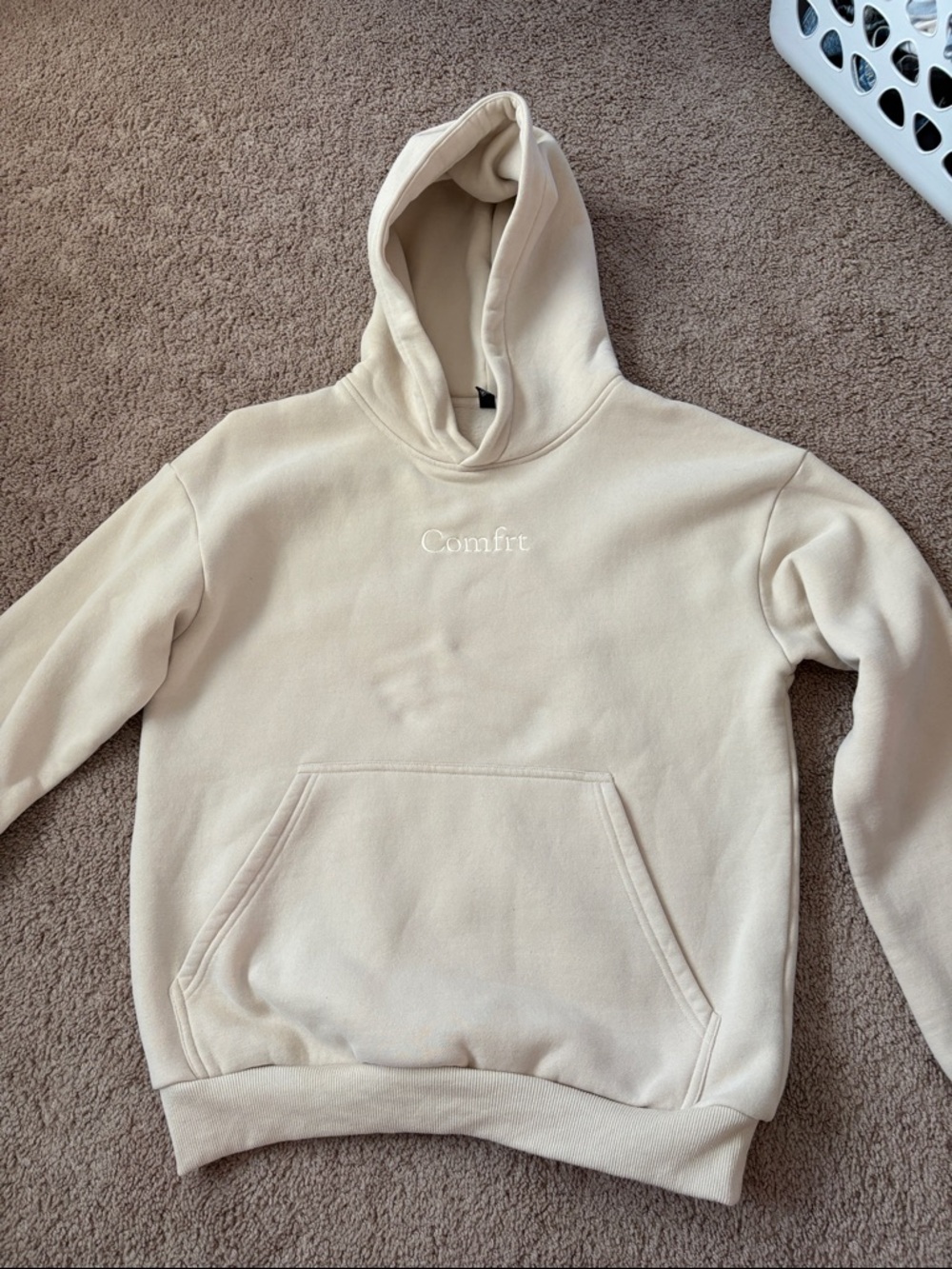 Comfrt oversized signature hoodie - Ivory (womens and men’s) (worn once)